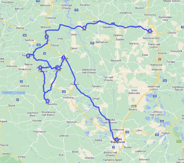 Švejk’s Anabasis on Google Maps
